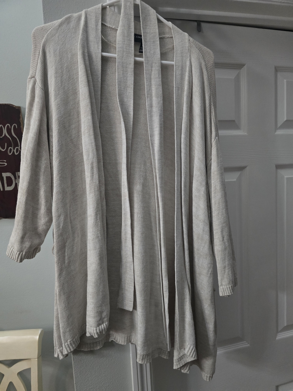 Lane Bryant Cream Open-Front Knit Cardigan